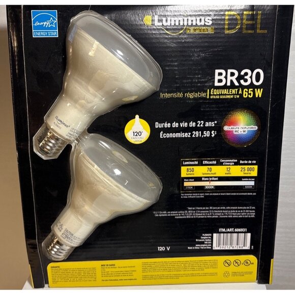 Luminus Flood Bulbs BR30 LED Dimmable 65W Bright White 12W 2 Pack 4 Bulbs - Picture 5 of 5